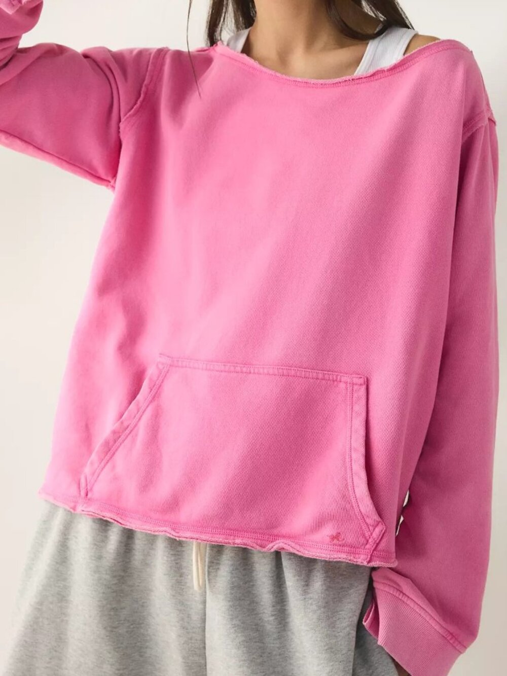 Out From Under Spring Breaker Slouch Off-The-Shoulder Pullover Rose Medium